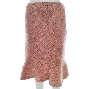 Gap Tweed Skirt Velvet Women’s 10 Pink Trim Ruffle Flare Hem Coquette Office Car